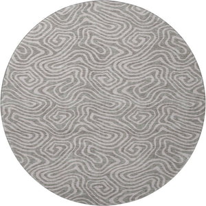 HomeRoots 8' Taupe and Ivory Abstract Round Rug - Washable, UV Protected, Soft, Durable, Ideal for Busy Homes 680918