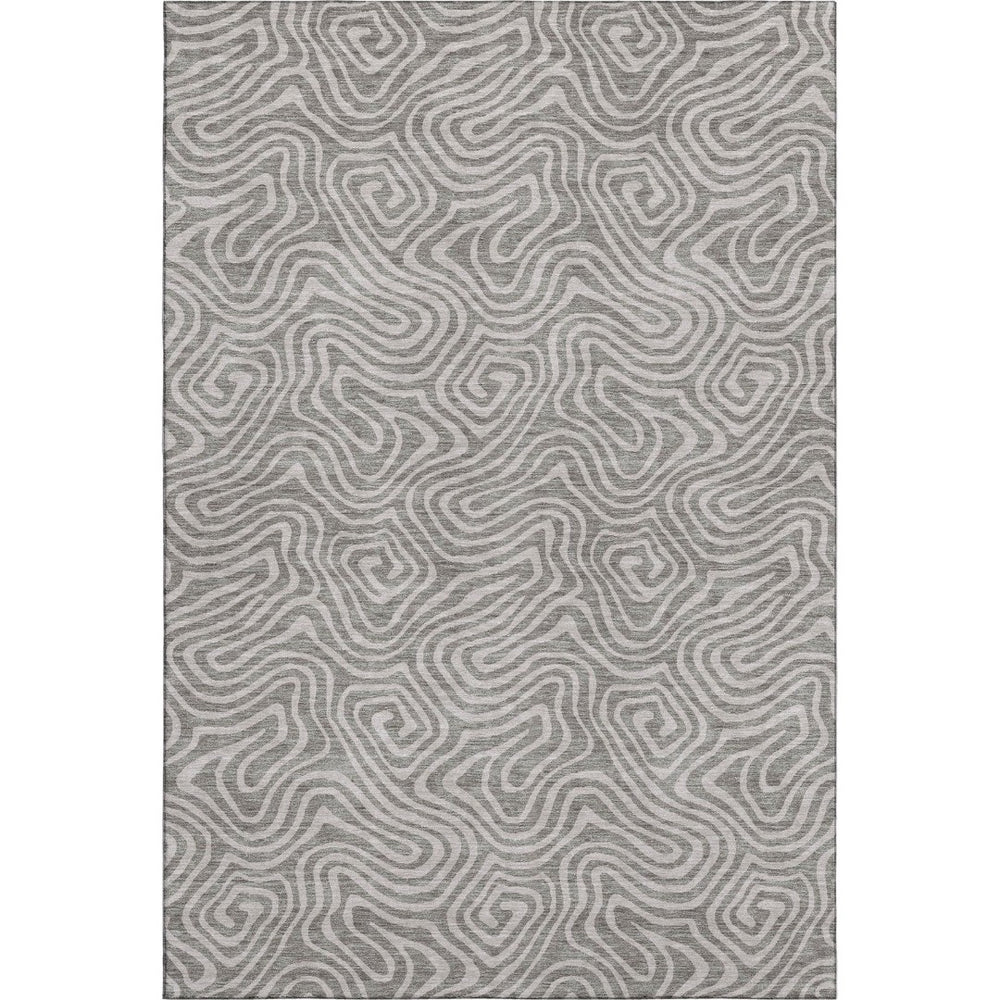 HomeRoots 8' X 10' Abstract Taupe & Ivory Area Rug - Washable, UV-Protected, Durable for Family Spaces! 680919