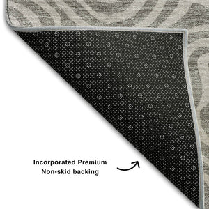 HomeRoots 8' X 10' Abstract Taupe & Ivory Area Rug - Washable, UV-Protected, Durable for Family Spaces! 680919