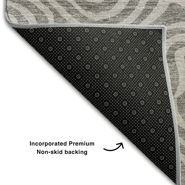HomeRoots 8' X 10' Abstract Taupe & Ivory Area Rug - Washable, UV-Protected, Durable for Family Spaces! 680919