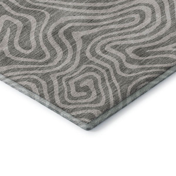 HomeRoots 8' X 10' Abstract Taupe & Ivory Area Rug - Washable, UV-Protected, Durable for Family Spaces! 680919
