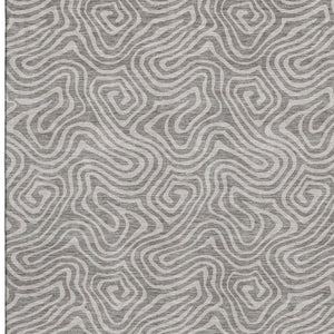 HomeRoots 8' X 10' Abstract Taupe & Ivory Area Rug - Washable, UV-Protected, Durable for Family Spaces! 680919