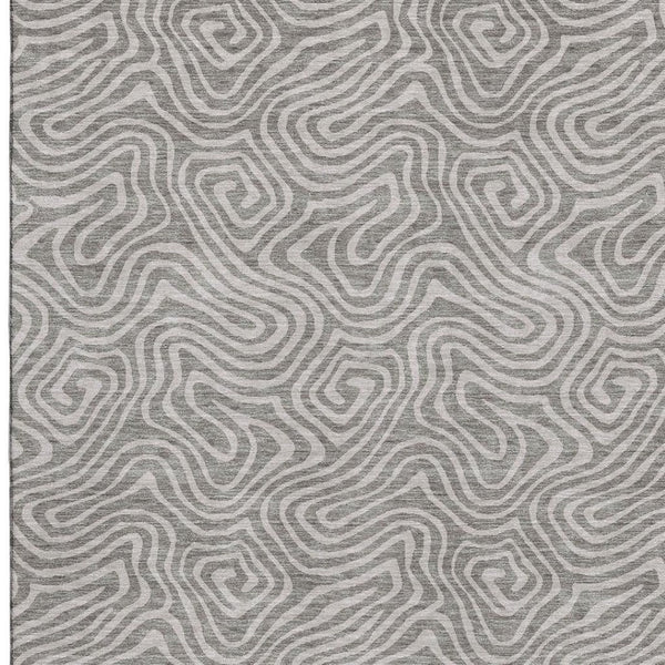 HomeRoots 8' X 10' Abstract Taupe & Ivory Area Rug - Washable, UV-Protected, Durable for Family Spaces! 680919