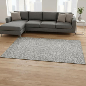 HomeRoots 10' Taupe and Ivory Abstract Washable Area Rug - Durable, UV Protected, Easy-Care Elegance for Homes 680921