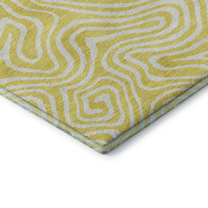 HomeRoots 5' X 8' Yellow and Ivory Abstract Washable Area Rug with UV Protection - Modern, Durable, Stylish Design 680923