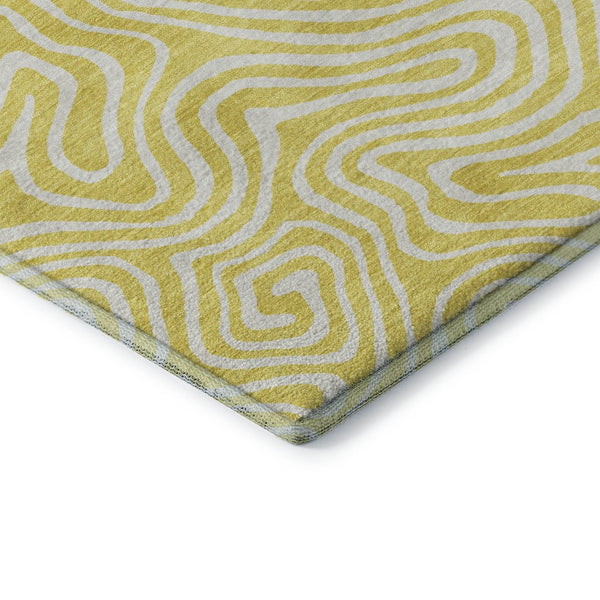 HomeRoots 5' X 8' Yellow and Ivory Abstract Washable Area Rug with UV Protection - Modern, Durable, Stylish Design 680923