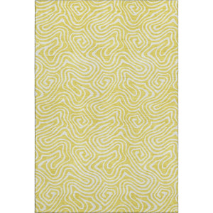 HomeRoots 9' X 12' Washable Yellow & Ivory Abstract Area Rug with UV Protection - Perfect for High-Traffic Spaces 680926