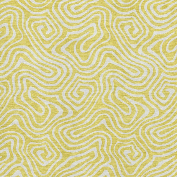HomeRoots 9' X 12' Washable Yellow & Ivory Abstract Area Rug with UV Protection - Perfect for High-Traffic Spaces 680926