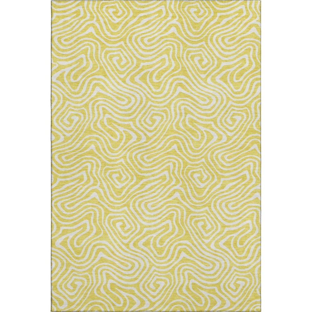HomeRoots 10' X 14' Yellow and Ivory Abstract Area Rug – Durable, Stain-Resistant, UV Protected for Modern Spaces 680927