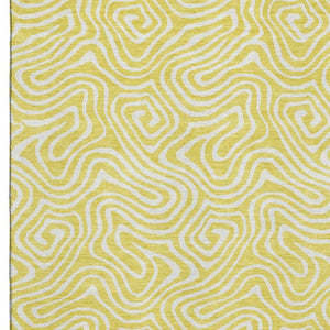 HomeRoots 10' X 14' Yellow and Ivory Abstract Area Rug – Durable, Stain-Resistant, UV Protected for Modern Spaces 680927