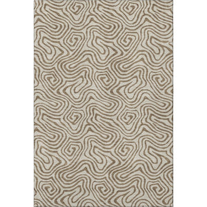 HomeRoots 5' x 8' Modern Beige and Brown Abstract Washable Area Rug with UV Protection for Versatile Use 680929