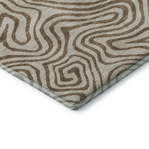 HomeRoots 9' X 12' Beige and Brown Abstract Area Rug - Washable, UV-Protected, Stain-Resistant & Stylish! 680932