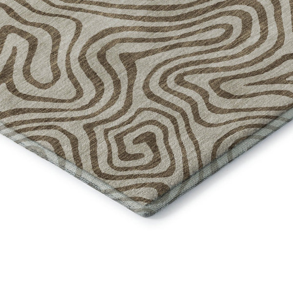 HomeRoots 9' X 12' Beige and Brown Abstract Area Rug - Washable, UV-Protected, Stain-Resistant & Stylish! 680932
