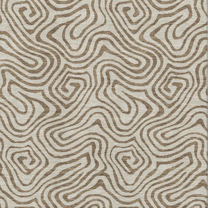 HomeRoots 9' X 12' Beige and Brown Abstract Area Rug - Washable, UV-Protected, Stain-Resistant & Stylish! 680932