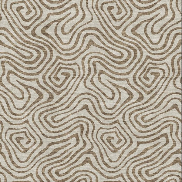 HomeRoots 9' X 12' Beige and Brown Abstract Area Rug - Washable, UV-Protected, Stain-Resistant & Stylish! 680932