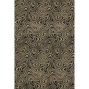HomeRoots 5' X 8' Black And Gold Abstract Area Rug – Stylish, Washable, UV-Protected for Modern Living Spaces 680935