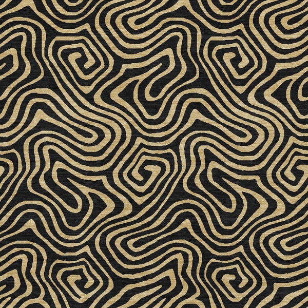 HomeRoots 5' X 8' Black And Gold Abstract Area Rug – Stylish, Washable, UV-Protected for Modern Living Spaces 680935