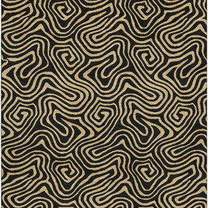HomeRoots 5' X 8' Black And Gold Abstract Area Rug – Stylish, Washable, UV-Protected for Modern Living Spaces 680935