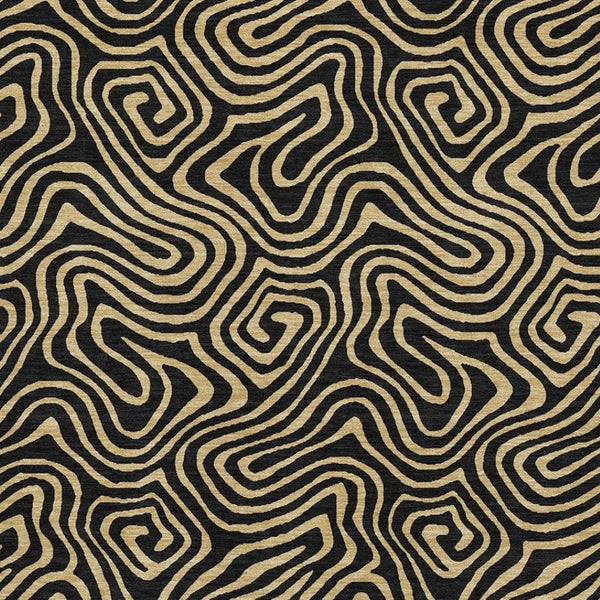 HomeRoots 8' X 10' Black And Gold Abstract Washable Area Rug – Durable, UV Protected, Modern Design for Any Room 680937