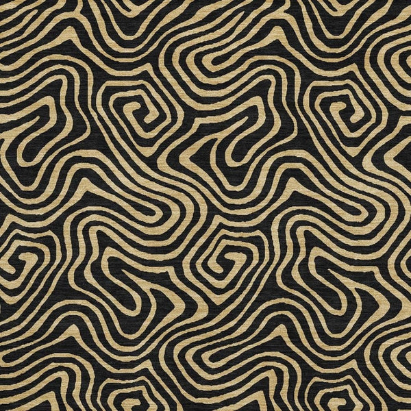 HomeRoots 9' X 12' Black and Gold Abstract Area Rug - Washable, UV-Protected, Modern Design for Any Space 680938