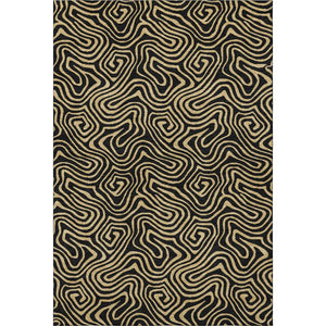 HomeRoots 9' X 12' Black and Gold Abstract Area Rug - Washable, UV-Protected, Modern Design for Any Space 680938