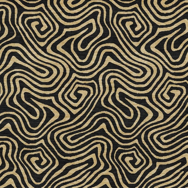HomeRoots 10' Black and Gold Abstract Washable Area Rug - Stylish, Durable, UV-Protected for Modern Spaces! 680939