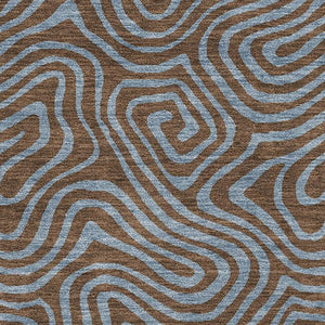 HomeRoots 5' X 8' Abstract Washable Area Rug in Brown and Sky Blue - UV Protected, Durable, and Stylish! 680941