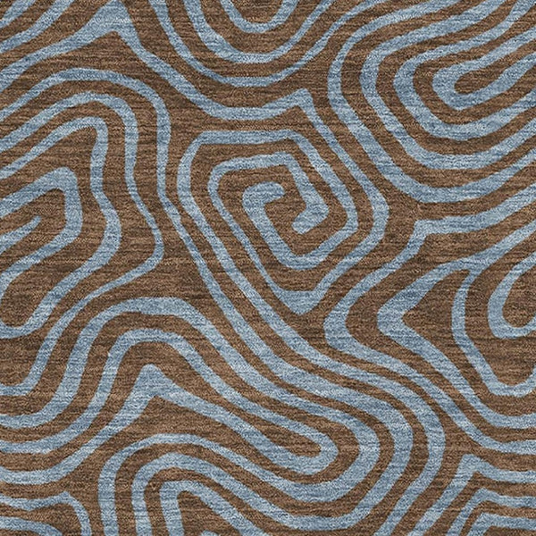 HomeRoots 5' X 8' Abstract Washable Area Rug in Brown and Sky Blue - UV Protected, Durable, and Stylish! 680941