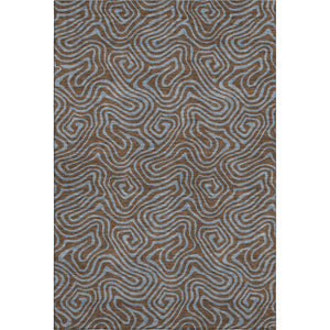 HomeRoots 8' X 10' Contemporary Brown & Sky Blue Abstract Washable Area Rug with UV Protection & Durability 680943