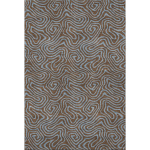 HomeRoots 8' X 10' Contemporary Brown & Sky Blue Abstract Washable Area Rug with UV Protection & Durability 680943
