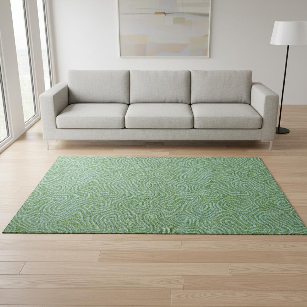 HomeRoots 5' X 8' Modern Green & Sky Blue Abstract Area Rug - Washable, UV Protected & Stain Resistant Design 680947