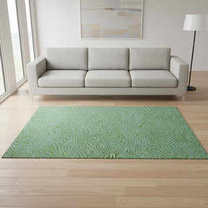 HomeRoots 5' X 8' Modern Green & Sky Blue Abstract Area Rug - Washable, UV Protected & Stain Resistant Design 680947