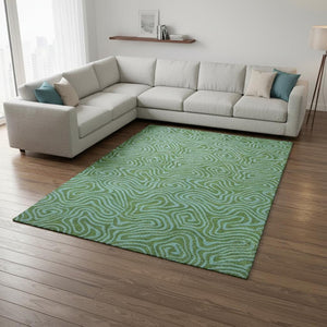 HomeRoots 8' X 10' Green & Sky Blue Abstract Washable Area Rug with UV Protection for Busy Homes & Style 680949