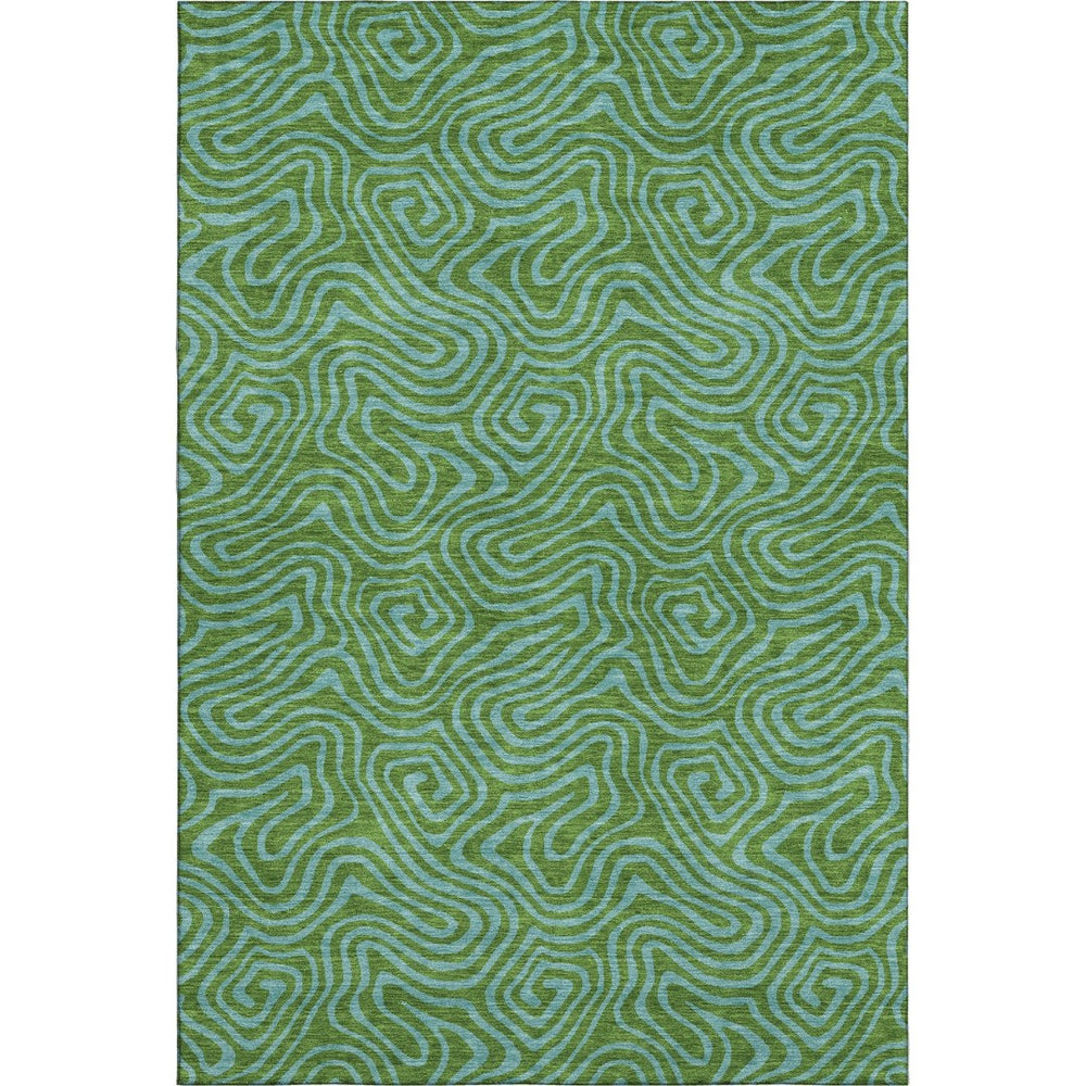 HomeRoots 9' X 12' Green and Sky Blue Abstract Area Rug – Durable, Washable, UV Protected for Modern Spaces 680950