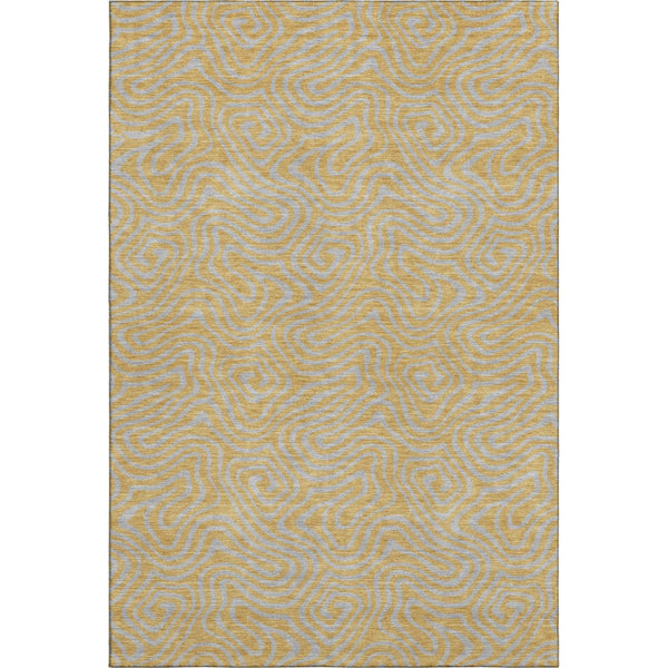 HomeRoots 5' X 8' Gold And Ivory Abstract Area Rug - Washable, Stain-Resistant, UV Protected for Modern Homes 680953