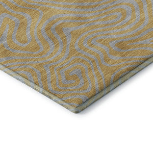 HomeRoots 5' X 8' Gold And Ivory Abstract Area Rug - Washable, Stain-Resistant, UV Protected for Modern Homes 680953