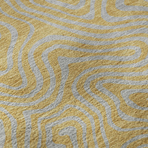 HomeRoots 5' X 8' Gold And Ivory Abstract Area Rug - Washable, Stain-Resistant, UV Protected for Modern Homes 680953
