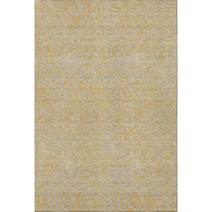 HomeRoots 5' X 8' Gold And Ivory Abstract Area Rug - Washable, Stain-Resistant, UV Protected for Modern Homes 680953