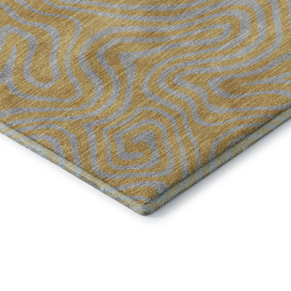 HomeRoots 9' X 12' Gold And Ivory Abstract Area Rug - Washable, Durable, UV-Protected for High-Traffic Homes 680956