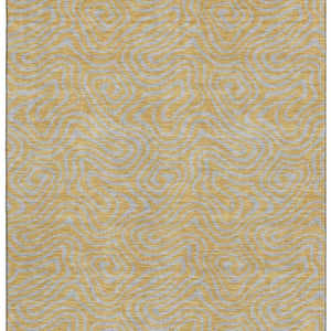 HomeRoots 9' X 12' Gold And Ivory Abstract Area Rug - Washable, Durable, UV-Protected for High-Traffic Homes 680956