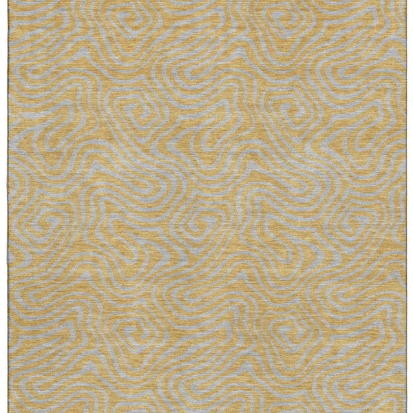 HomeRoots 9' X 12' Gold And Ivory Abstract Area Rug - Washable, Durable, UV-Protected for High-Traffic Homes 680956