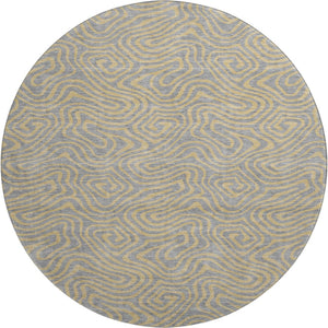 HomeRoots 8' Gray and Gold Abstract Round Rug - Washable, UV Protected, Durable Design for Modern Homes 680960
