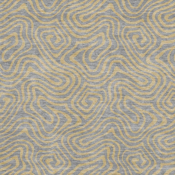 HomeRoots 8' X 10' Gray and Gold Abstract Area Rug - Stylish, Washable, UV-Protected, Durable for High-Traffic Spaces 680961