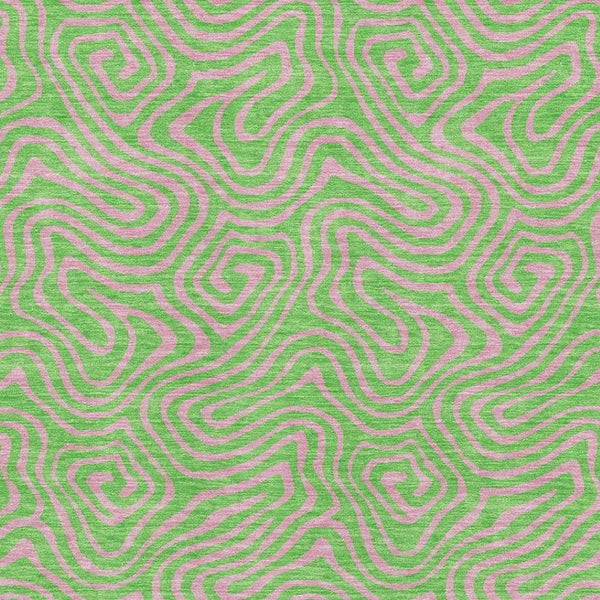 HomeRoots 5' X 8' Vibrant Lime Green & Pink Abstract Washable Area Rug - UV Protected, Stain-Resistant Style 680965