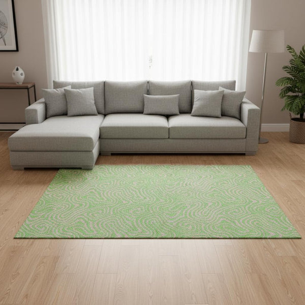 HomeRoots 8' X 10' Vibrant Lime Green & Pink Abstract Area Rug – Washable, Stain Resistant, UV Protected Style! 680967