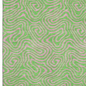 HomeRoots 8' X 10' Vibrant Lime Green & Pink Abstract Area Rug – Washable, Stain Resistant, UV Protected Style! 680967