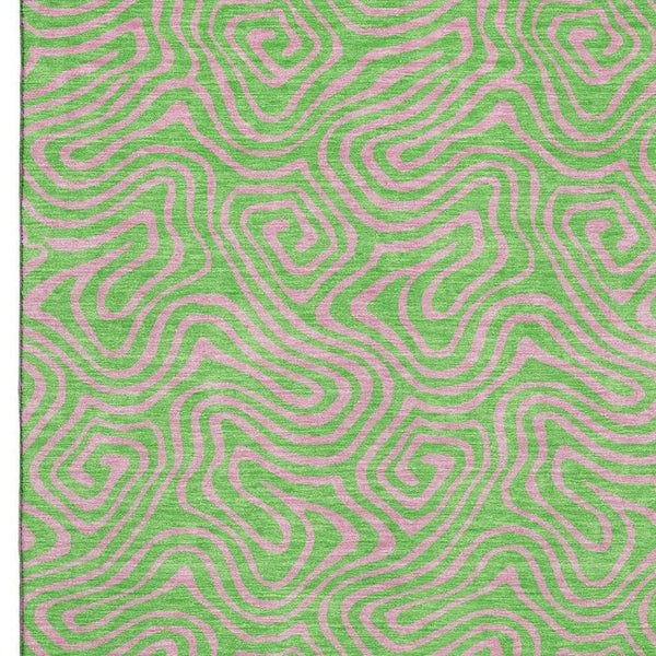 HomeRoots 8' X 10' Vibrant Lime Green & Pink Abstract Area Rug – Washable, Stain Resistant, UV Protected Style! 680967
