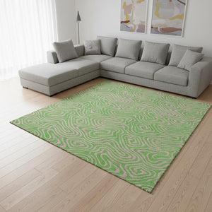 HomeRoots 9' X 12' Vibrant Lime Green and Pink Abstract Washable Area Rug with UV Protection for Homes 680968