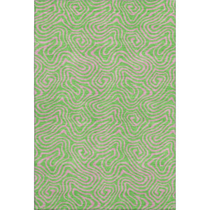 HomeRoots 9' X 12' Vibrant Lime Green and Pink Abstract Washable Area Rug with UV Protection for Homes 680968