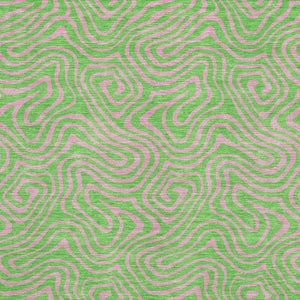 HomeRoots 9' X 12' Vibrant Lime Green and Pink Abstract Washable Area Rug with UV Protection for Homes 680968